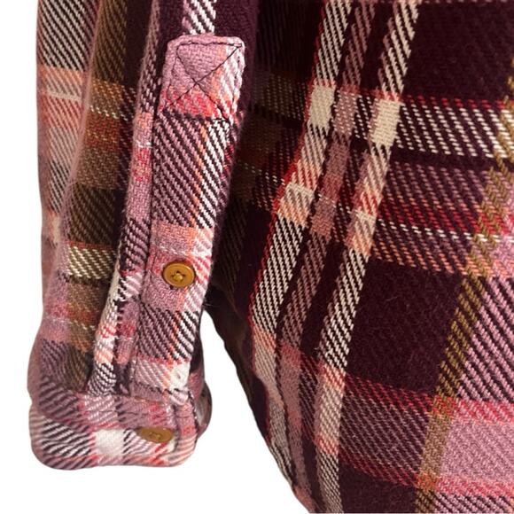 LL Bean Shacket Shirt Button Down Flannel Pink Plaid Top Women’s Size XL - Picture 7 of 10